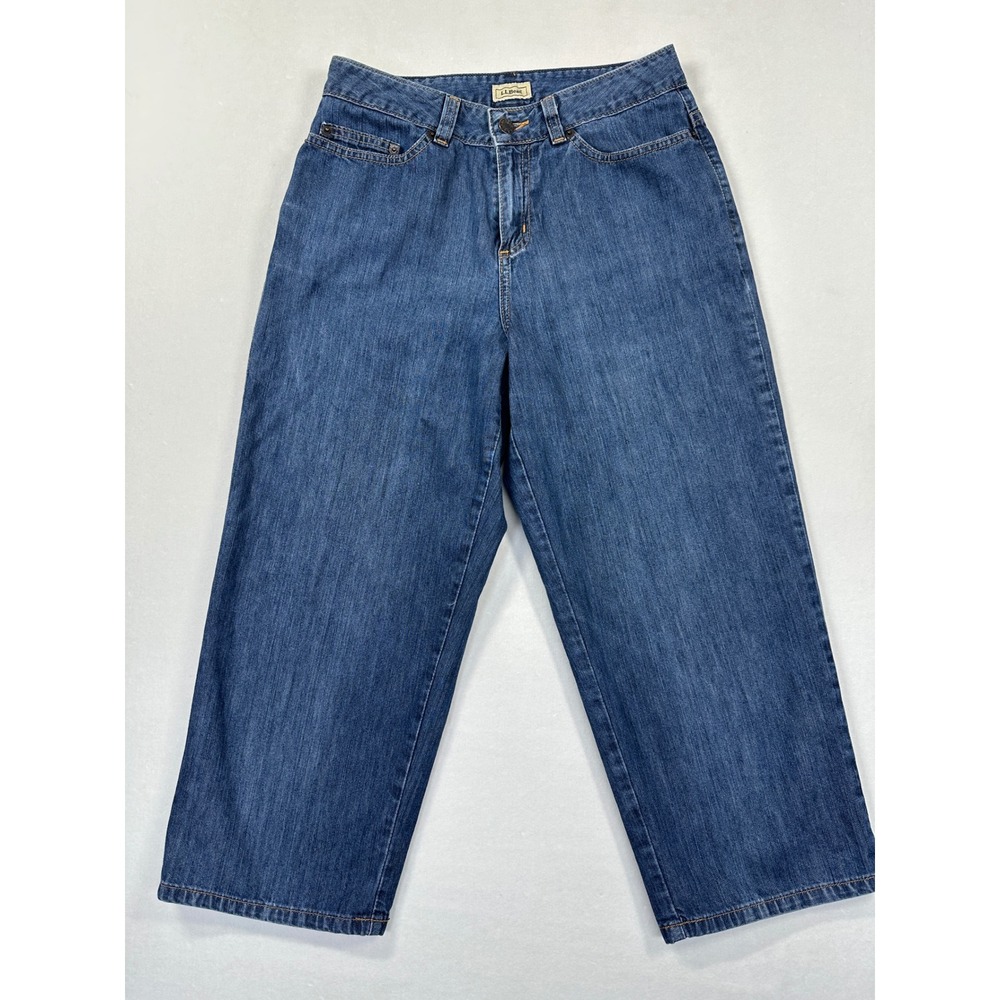 L.L.Bean Vintage Y2K Jeans 6 Reg High Rise Wide Straight Crop Pima Cotton Denim